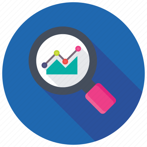 Data analyzing, graph analysis, graph magnifying, search stats, statistical analysis icon - Download on Iconfinder