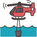 helicopter, dropping, water, firefighting, aviation