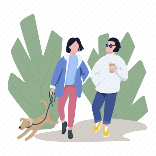 Character, dog, walk, friend, pet illustration - Download on Iconfinder