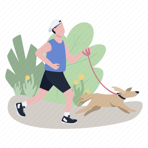 Jogger, run, sportsman, dog, walk illustration - Download on Iconfinder