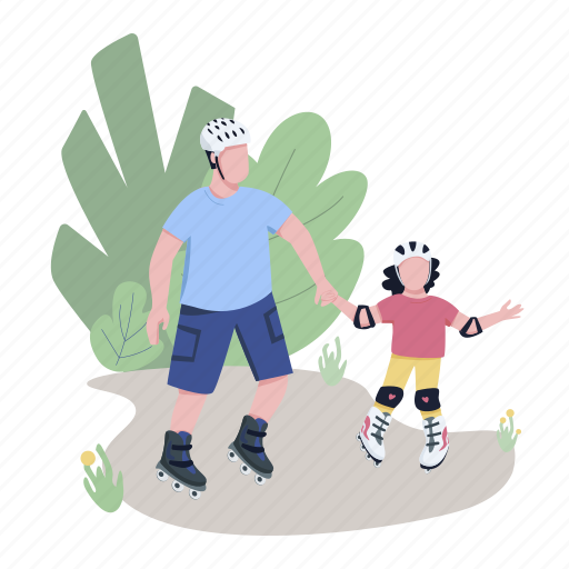 Family, father, roller, skating, child illustration - Download on Iconfinder