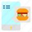 chat, hamburger, mobile, restaurant, smartphone 