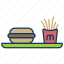 burger, food, fries, happy meal, mc donald's, meal