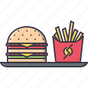 burger, fast, food, restaurant, soda, tray