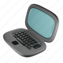 retro, laptop, notebook, old, computer, internet, connection, work, 3d icon 