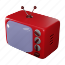 television, vintage, tv, old, classic, watch, display, screen, 3d icon 
