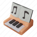 song, play, classic, music, piano, notes, audio, instrument, 3d icon 