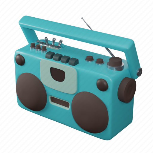 Retro, music, play, boombox, tape, radio, audio 3D illustration - Download on Iconfinder