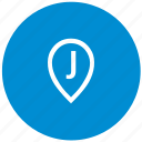 j, letter, map, point, round
