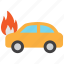 car, fire, auto 