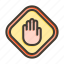 stop, block, sign, forbidden, hand