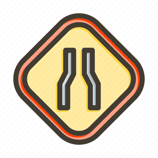 Narrow road, road sign, narrow road ahead, narrow road sign, traffic sign icon - Download on Iconfinder