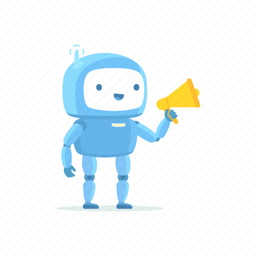 Robot, megaphone, speaker, shout, advertising, ads, mascot icon - Download on Iconfinder