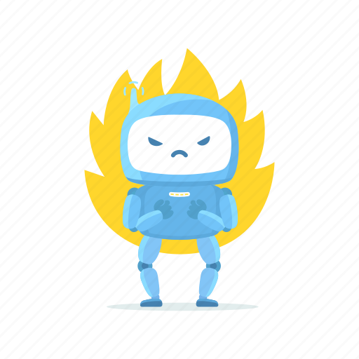 Robot, error, fire, flame, bug, failure icon - Download on Iconfinder