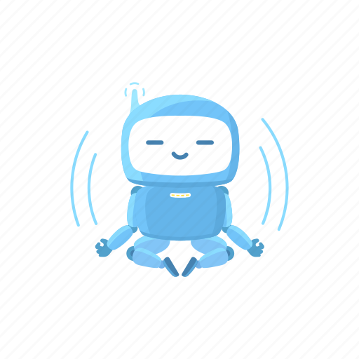 Robot, meditation, balance, flying, mascot, character, artificial intelligence icon - Download on Iconfinder