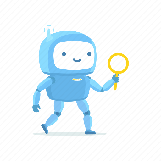 Robot, search, magnifier, failure, magnifying glass, zoom, find icon - Download on Iconfinder