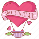 valentine, sticker, balloon, heart, love, air
