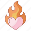 valentine, sticker, fire, heart, love, burn, emoji, hot, flame 