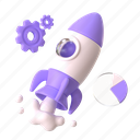 startup, new business, rocket, launch, fly, business, finance, 3d object 