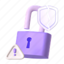 protection broken, unprotected, unsecured, lock, padlock, empty state, interface design, website, problem 