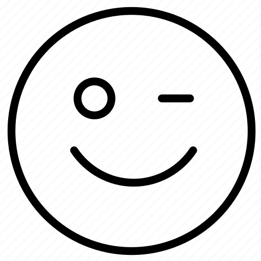 Emoji, expression, face, outline, wink icon - Download on Iconfinder