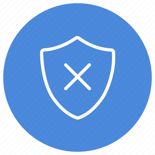 Cross, no, shield, stop, unprotected, unsafe, warning icon - Download on Iconfinder