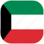 country, flag, kuwait, national, rounded, square 