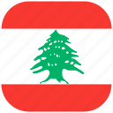 country, flag, lebanon, national, rounded, square