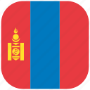 country, flag, mongolia, national, rounded, square