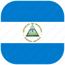 country, flag, national, nicaragua, rounded, square