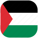 country, flag, national, palestine, rounded, square