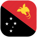 flag, guinea, national, new, papua, rounded, square