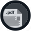 document, extension, file, format, pdf, round, roundettes 