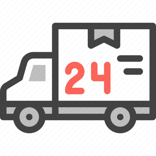 Ecommerce, shopping, online, delivery 24 hours, truck, shipping, package icon - Download on Iconfinder