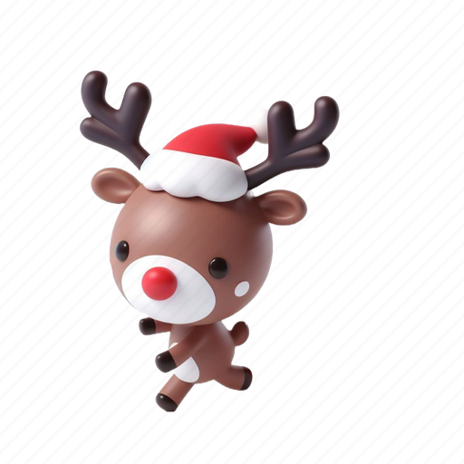 Rudolf, animal, deer, wild, christmas, xmas, reindeer 3D illustration - Download on Iconfinder