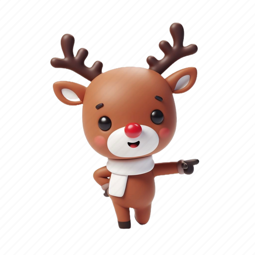 Rudolf, deer, winter, xmas, christmas, reindeer, elk 3D illustration - Download on Iconfinder