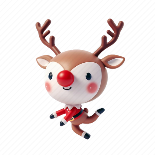 Rudolf, santa, deer, animal, winter, xmas, reindeer 3D illustration - Download on Iconfinder