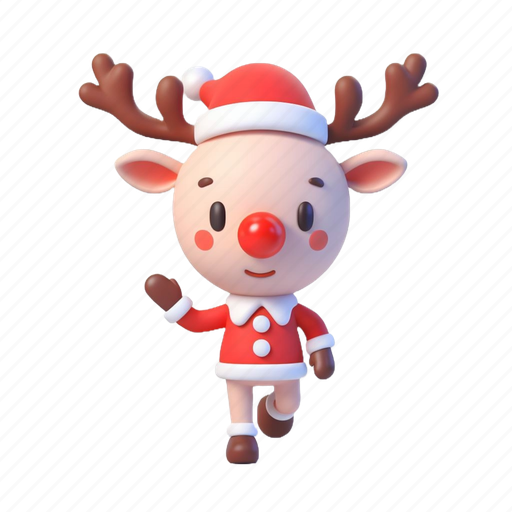Rudolf, deer, christmas, wild, reindeer, rudolph, holiday 3D illustration - Download on Iconfinder
