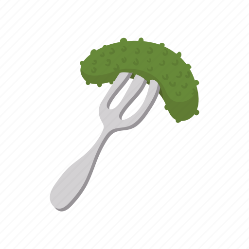 Cartoon, cucumber, food, fork, green, pickle, vegetable icon - Download on Iconfinder