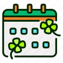 calendar, day, holiday, clover, saint patrick, st patrick, date