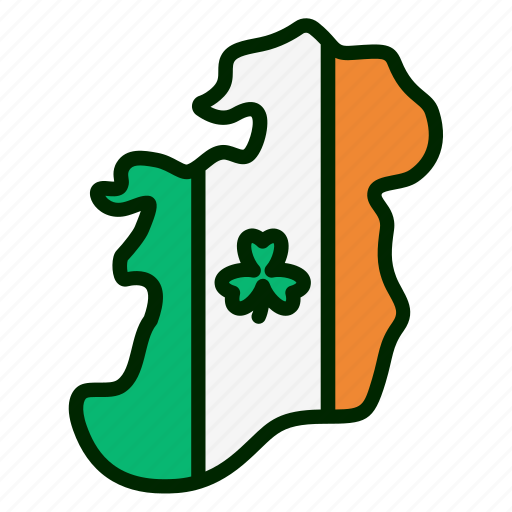 Country, ireland, map, geography, clover, saint patrick, st patrick icon - Download on Iconfinder
