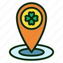 leaf, clover, ireland, location, pin, point, saint patrick, st patrick
