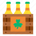 beer, crate, alcohol, bottle, drink, box, clover, saint patrick, st patrick