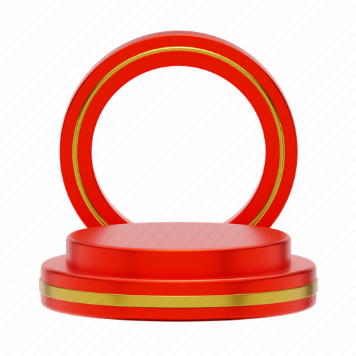 Podium, stage, entertainment, showcase, pedestal, red, round podium icon - Download on Iconfinder