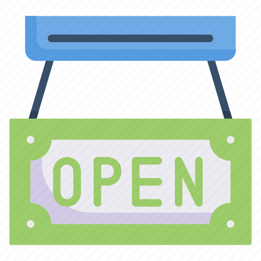 Open, signboard, sign, store, shop, door, board icon - Download on Iconfinder