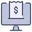 bill, computer, invoice, monitor, payment, screen 