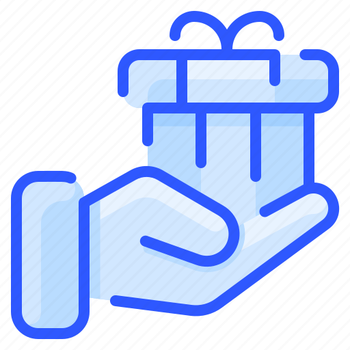 Box, gift, giveaway, hand, present icon - Download on Iconfinder
