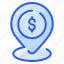 dolar, gps, location, map, pin, placeholder 