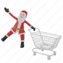 santa, shopping, cart, character, ecommerce, shop, basket, christmas, buy