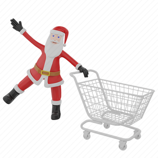 Santa, shopping, cart, character, ecommerce, shop, basket icon - Download on Iconfinder